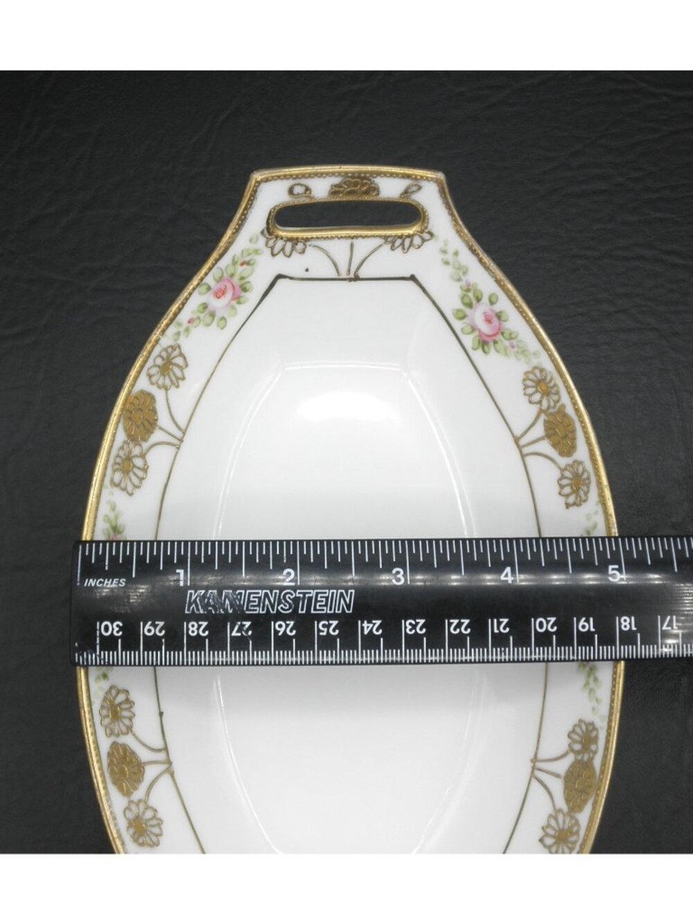 Antique Nippon Hand Painted Relish Dish With 6 Matching Salt Dishes Gold Accents - Picture 6 of 8